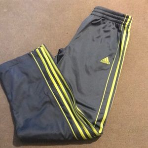 Adidas gray/lime green workout pants